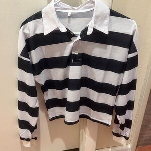 Striped Black and White colored Crop Shirt